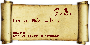 Forrai Mátyás névjegykártya