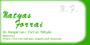 matyas forrai business card